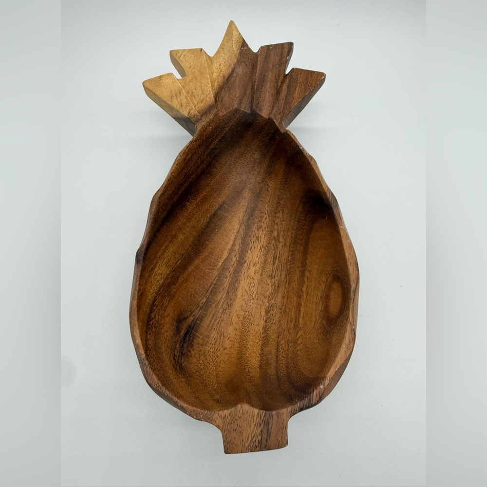 Monkey Pod Wood Pineapple Shaped Bowl Pacific Merchants Acaciaware 10 inch GUC
